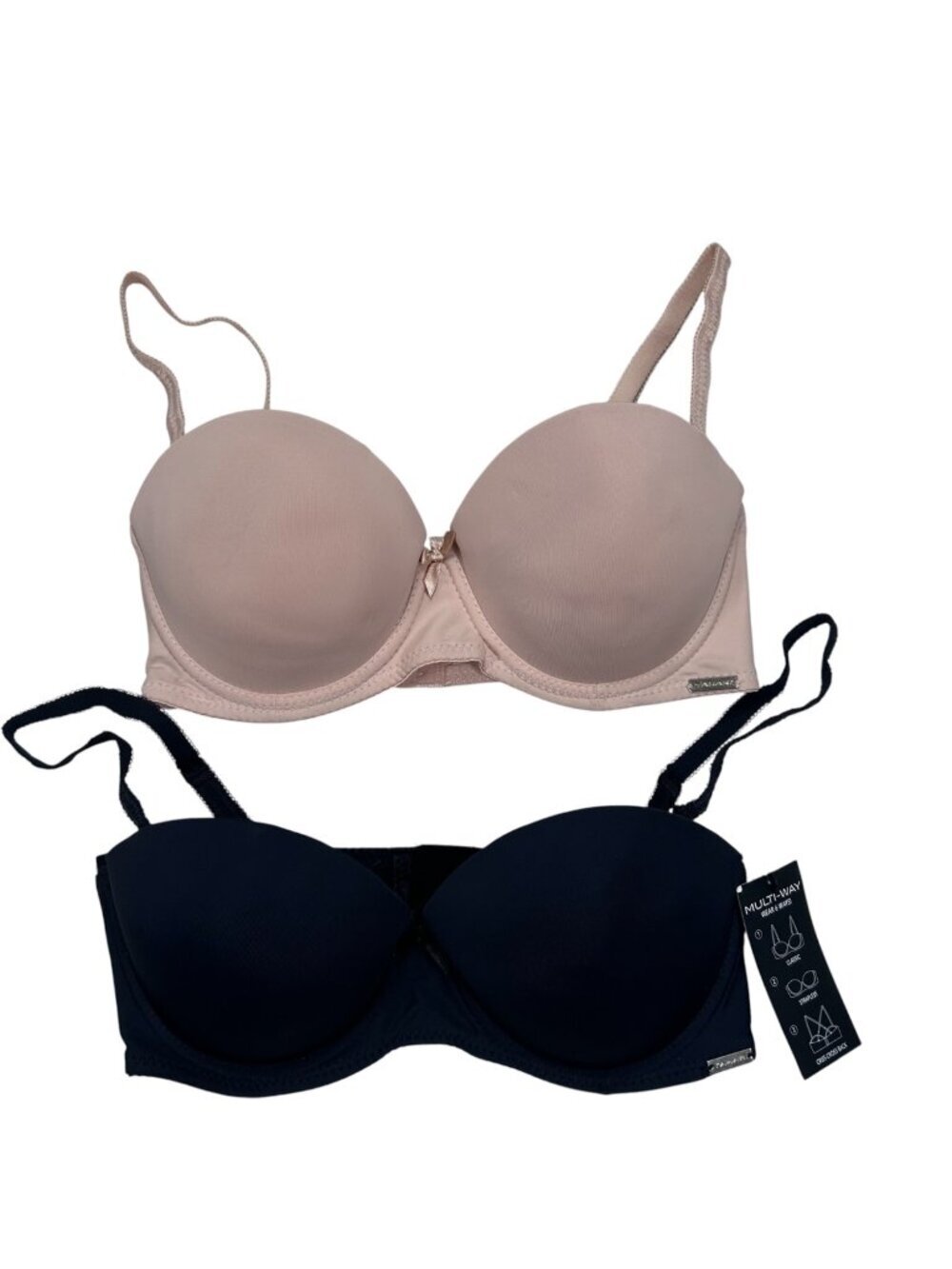 Set of 2 Tahari 34C Bras Black Tan Casual Intimates Lace T-Shirt